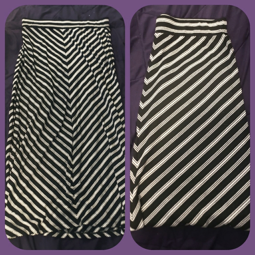 Black and white striped maxi skirt